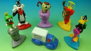 2000 LOONEY TUNES ACTION PENS set of 6 WENDY'S COLLECTIBLES VIDEO REVIEW