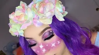 Glitter Purple and Pink Cloud Makeup