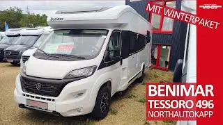 Benimar Tessoro 496: Wohnmobil mit Queensbett, elektrischem Hubbett, Solar, Dusche, Winterpaket uvm🤩