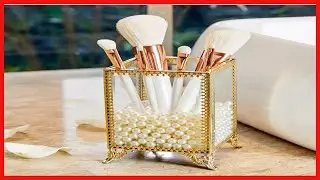 Great product -  PuTwo Makeup Brush Holder Glass and Brass Vintage Makeup Brush Organizer Handmade C