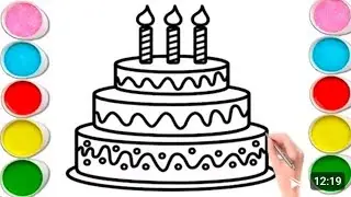 How to Draw a Cute Birthday Cake Step by Step 🎂 | Easy Drawing for Kids#kids 