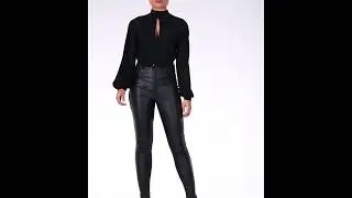 Black Faux Leather Denim Skinny Jeans