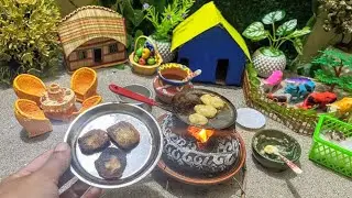 Miniature make banana 🍌, Milk 🥛,Egg 🥚 mixed for healthy pancake.Small kitchen #