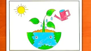 World Environment Day Drawing || Environment Day Drawing || World Nature Conservation Day Drawing
