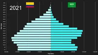 Colombia vs Saudi Arabia Population Pyramid 1950 to 2100