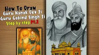 Drawing Guru Nanak Dev ji and Guru Gobind Singh Ji ❤️ | How to Draw Baba Nanak With Golden temple
