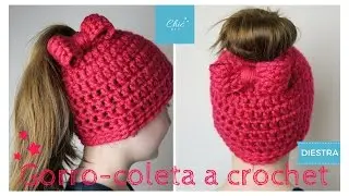 GORRO COLETERO CROCHET | DIESTRA  | MESSY BUN HAT CROCHET | ENGLISH  SUBTITLES | CHIC DIY