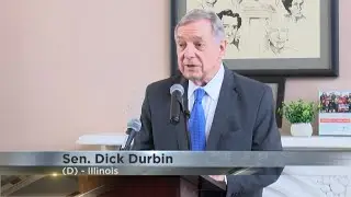 Senator Dick Durbin hosts press conference discussing child care funding freeze
