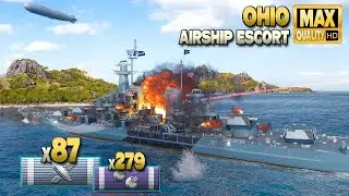 линкор Огайо: Успешное сопровождение дирижабля - World of Warships