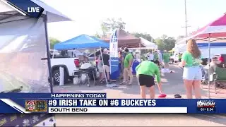 Irish fans tailgating outside Linebacker, Belmont