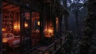 Cozy Woodland Cabin Wrapped in Gentle Rain at Night 🌲 | Relaxing Rain Sounds for Sleep