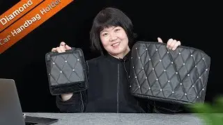 Bling Diamond Car Handbag Holder Between Seats Mesh Large Capacity Leather Bag Tissue Holder/C40701