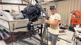Pulling my First engine! We ripped out the Junk yard boats heart!