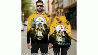 Pittsburgh Steelers Freddy Michael Myers 3D Hoodie Yellow Puff Print