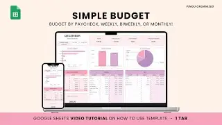 Simple Budget Google Sheets - How To Use Template (Pink)