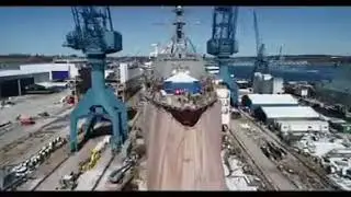 The third destroyer of the Zumwalt type, USS Lyndon B  Johnson DDG 1002, being completed at the Bath
