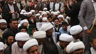 جانب من تشييع الشهيد المجاهد الشيخ( لقمان عبد الخضر البدران) داخل الصحن الحيدري الشريف بحضور علمائي