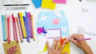 STABILO Happy Mail Beach Envelope Tutorial by Amanda Arneill