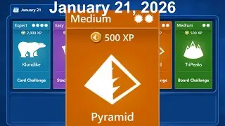 Microsoft Solitaire Collection - Pyramid  January 21, 2026 - Medium / Mittel - Daily challenge