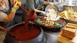 Популярная корейская закуска! Ттокпокки с соусом из выдержанных фруктов, мастер жареной еды.
