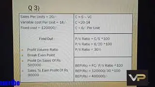 Break Even Point Analysis ( 7 Practical Questions ) Part ll