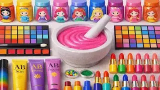 Satisfying Video DIY Mixing Random BB Cream Makeup Cosmetics Glitters Into Rainbow Slime ASMR Slime