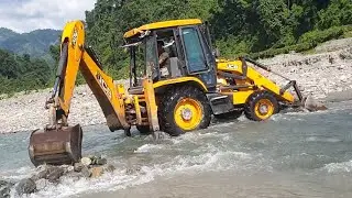 AWESOME!! JCB Backhoe Hilly River Work | Happy Villagers | #PART 3