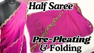 SAREE PRE-PLEATING & FOLDING /🥻NETTED HALF SAREE PLEATING METHODS FOR BEGINNERS ✅ #trending #viral