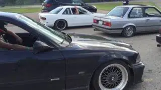 BMW E36 M3 drifting at US AIR Motorsports raceway, Shawano WI.   Catching huge dirt at last run