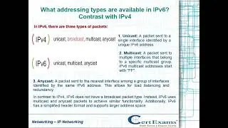 What addressing types are available in IPv6? Contrast with IPv4