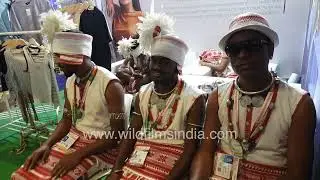 A vibrant group from Jharkhand performing a soulful folk song at the India International Trade Fair.