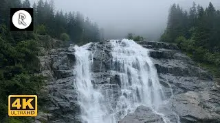 Waterfall in the Foggy Mountains 4K - Nature Sounds for Relaxation