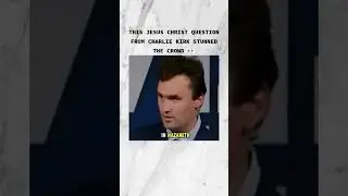 Charlie Kirk engages the crowd with a question about Jesus during a live discussion.