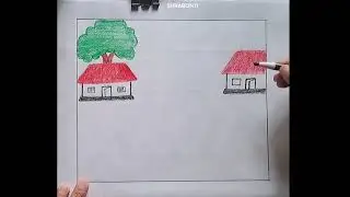 Easy sun set scenery drawing #easy drawing #short #viralvideo 