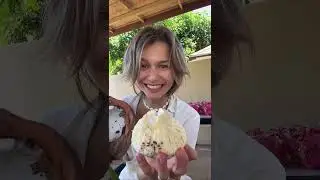 Trying sprouted coconuts for the first time