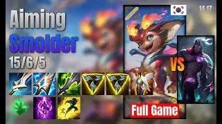 Aiming Mid Smolder vs Varus lol KR solo rank Full Game 14.17