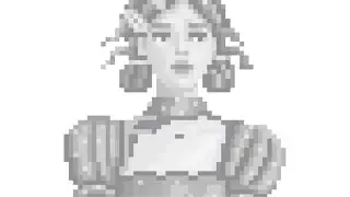 coloring portrait of beautiful woman in pixel art style dress