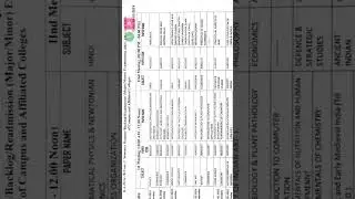 BA/BSc/BCom 1st semester examination timetable 2022-23