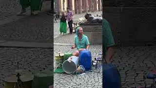 Leipzig Germany, street drummer