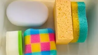 ASMR bulk variety dry | damp | hand gel jelly sponge rip ripping foam and plastic sponges 🧽 