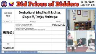 Procurement Livestream for DPWH Marinduque DEO on December 26, 2025