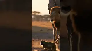 Baboon Escapes Lion by Climbing an Elephant Stunning Jungle Rescue #wildlife #nature #animals