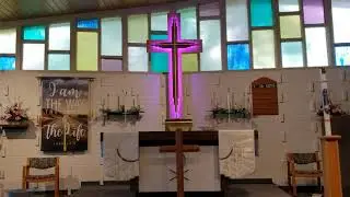 8 Foot Tall Wooden Cross with LED backlighting.(no audio)