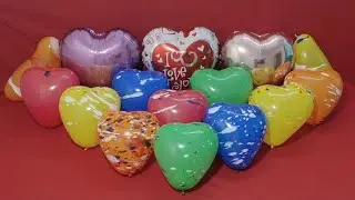 FUN HEART SHAPE LOVE MYLAR BALLOON AND LOT'S OF HEART SHAPE BALLOONS POPPING l SATISFYING VIDEO
