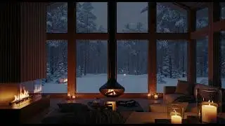 Peaceful Music | Evening Jazz by the Fireplace ❄️ Snow Outside | Calm Winter Night Ambience