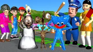 Scary Teacher 3D vs Squid Game Play Game Relay Race and Siren Head Shooting with Control by Police