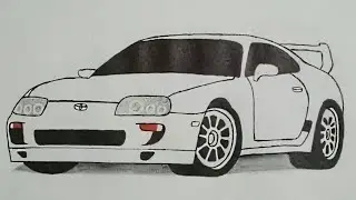 Easy drawing Toyota Supra Mk4 step by step | Easy Toyota Supra drawing