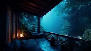 Heavy Rain in a Misty Pine Forest 🌲 | Relaxing Cabin Rain Sounds for sleep