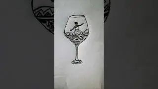 Wine Glass Mandala Art | Dancing Girl Inside Glass Drawing |  #WineGlassArt#MandalaArt#DancerDrawing