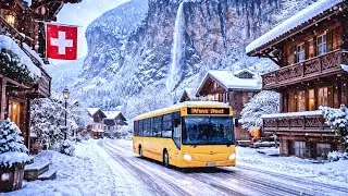 Heavy Snowfall in Switzerland ❄️ Beautiful Swiss Village in Snow 🇨🇭